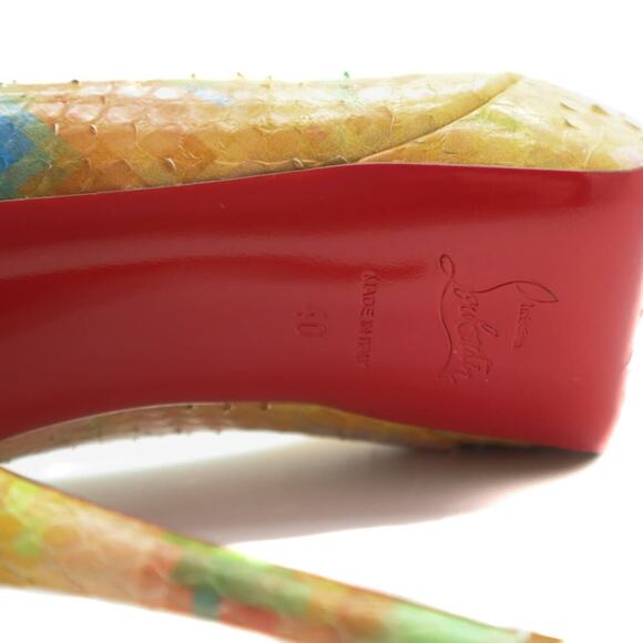 Christian Louboutin Multicolor Python Pixel Troca 140 Peep Toe Heels 40.5 - Picture 6 of 11